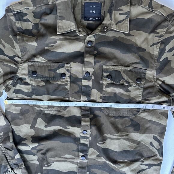 Zip Code 1992 Size M green camouflage shirt jacket zip-waist snap-front - Picture 3 of 7